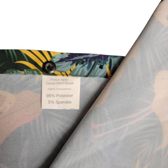 Hawaiian Flamingo Green Button Down Shirt on Sale 5 for $25 - Picture 5 of 6